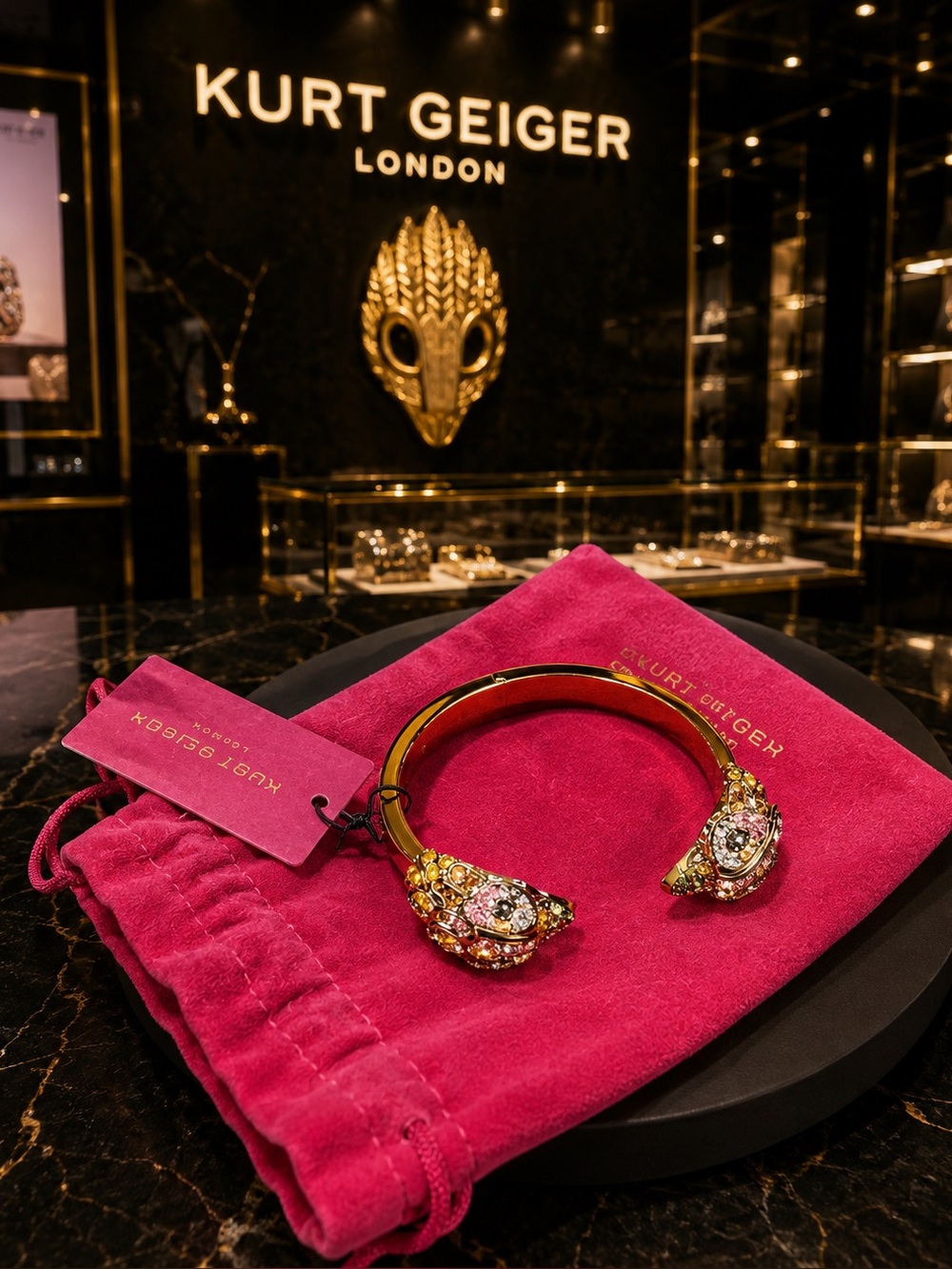 Kurt Geiger Pink Crystal-Embellished Bangle Bracelet